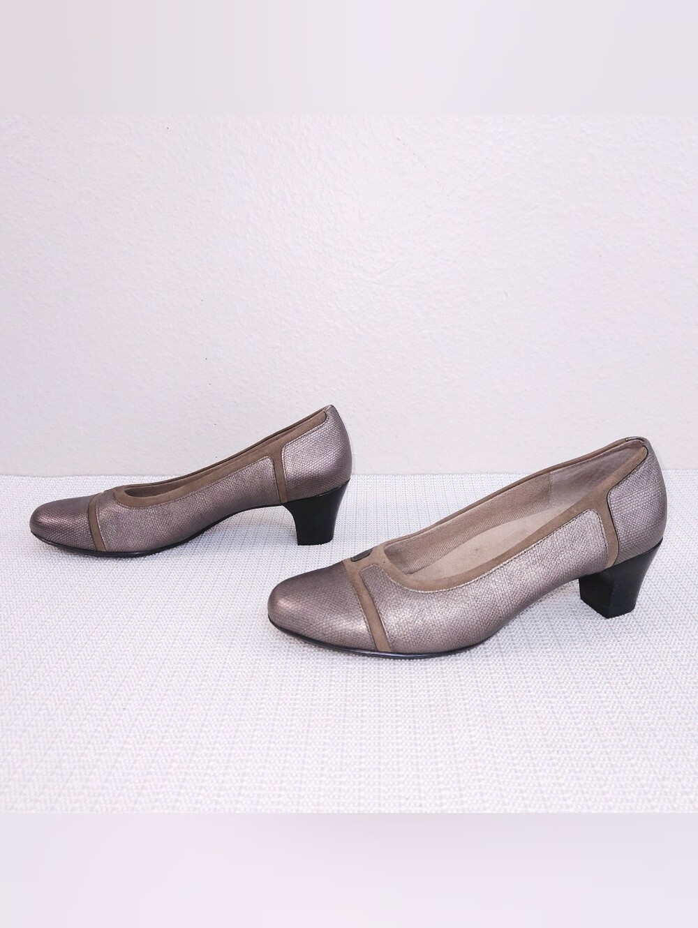 MUNRO Jillian Heel Pumps Metallic Leather Comfort Shoes US 8.5 N